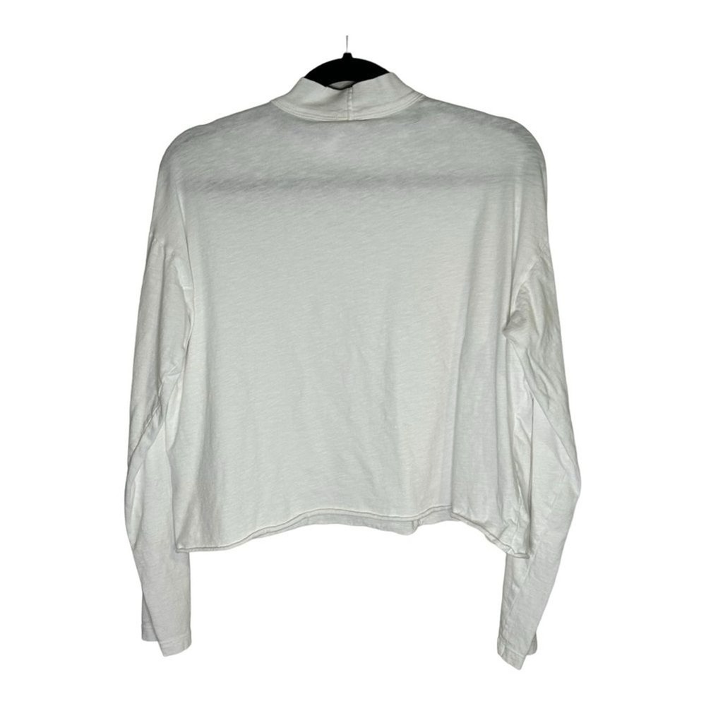 Aerie Womens Mock Turtleneck Crop Top White Long Sleeve Raw Hem XS - Picture 2 of 4
